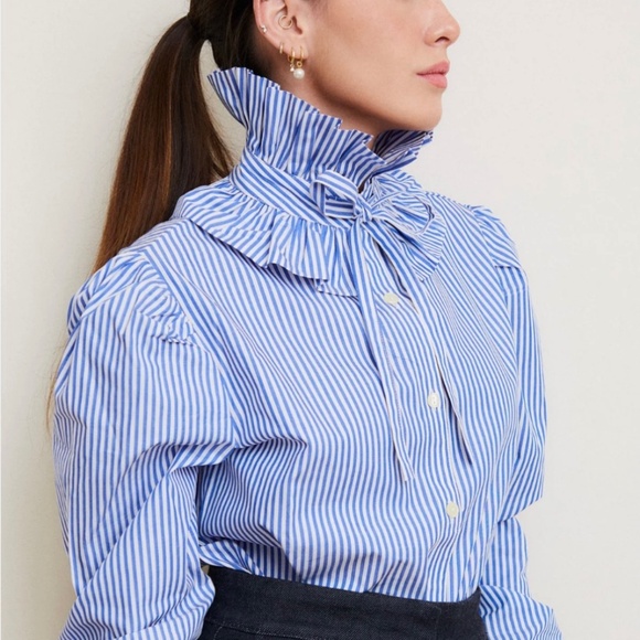 Taibs Victorian Shirt in Blue Stripe, Size M, NWOT - Picture 2 of 14